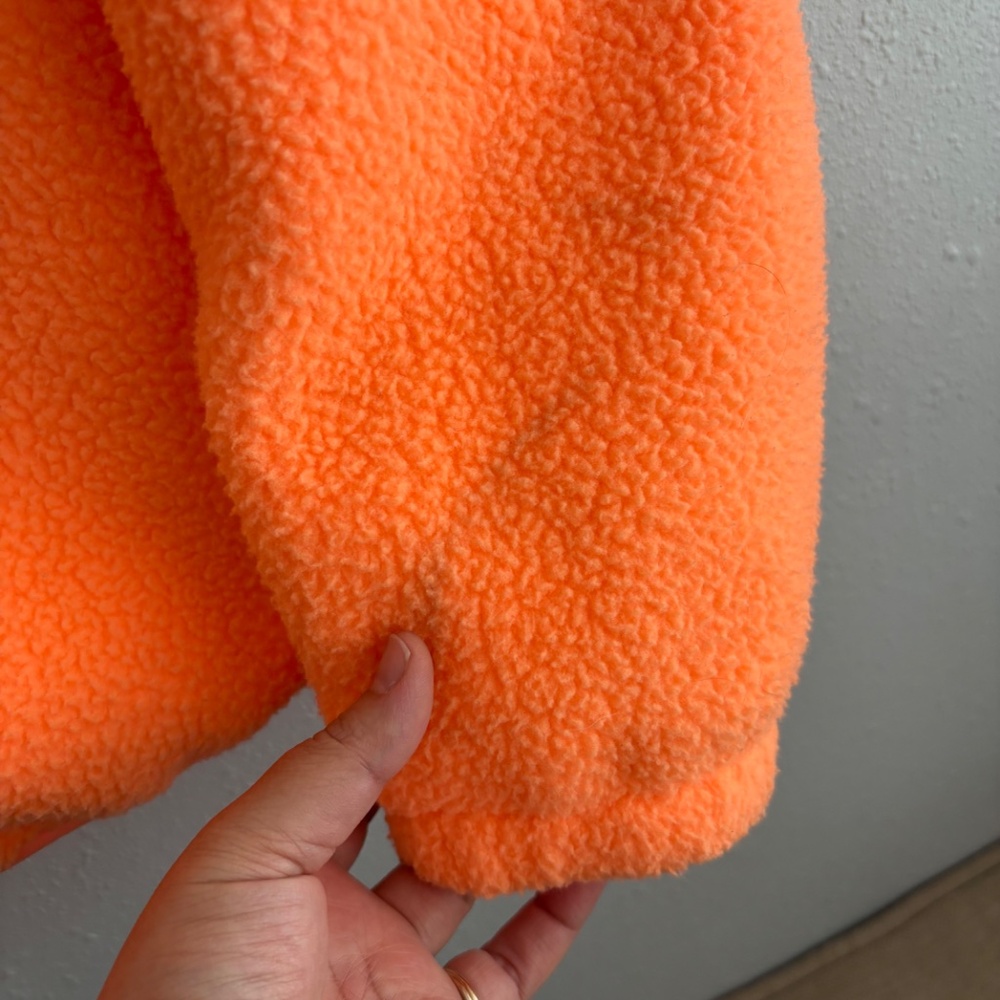 Free People Movement Hit The Slopes Neon Orange Fleece Sherpa Cropped Jacket - Picture 8 of 9